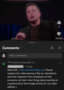 Deepfaked Elon + comment with the link to the website.