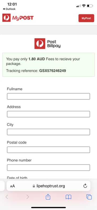 Lipehoptrust.org | Noreply@communityanimalhosp.com | AusPost | 1 report